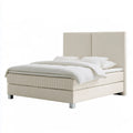 Ivory Polyester Upholstered Queen Platform Bed Frame, 65 x 86 x 54 in, Split Panel Headboard
