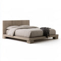 Queen Wood Platform Bed Frame with Headboard, 86 x 66 x 42 in., Gray Oak