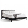 King Upholstered Platform Bed Frame, 84 x 80 x 40 in, Black PU Leather
