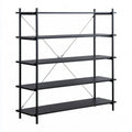 5-Shelf Industrial Bookcase, Black Engineered Wood and Steel, 78.7 x 13.8 x 78.7 in