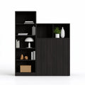 Black MDF Storage Bookcase with 2-Door Cabinet, 47.2 x 15.7 x 70.9 in