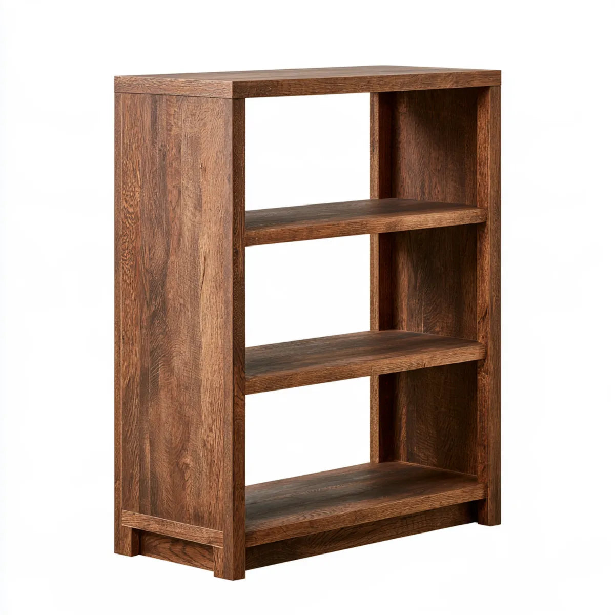 3-Shelf Solid Mango Wood Bookcase, Dark Brown, 31.5 x 13.8 x 47.2 in
