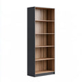 5-Shelf Bookcase, 31.5 x 11.8 x 70.9 in, Black and Walnut Engineered Wood Storage Shelf