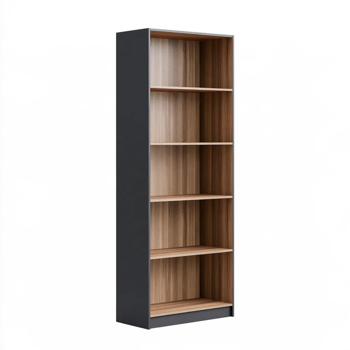 5-Shelf Bookcase, 31.5 x 11.8 x 70.9 in, Black and Walnut Engineered Wood Storage Shelf