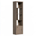 Tall Brown Particleboard Bookcase Storage Cabinet with Door, 23.62 x 15.75 x 70.87 in
