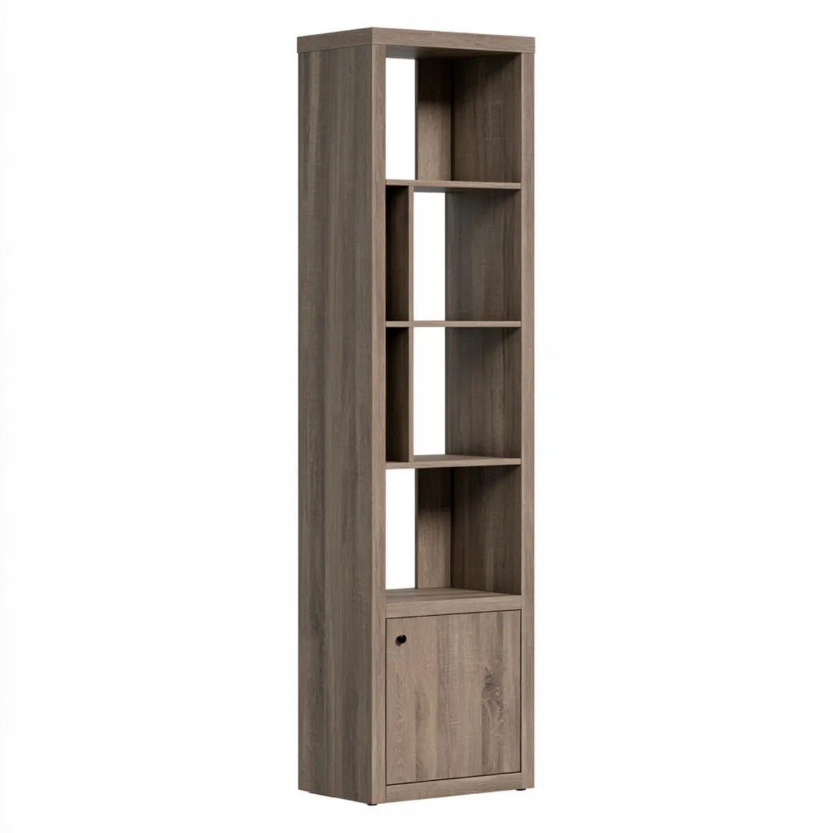 Tall Brown Particleboard Bookcase Storage Cabinet with Door, 23.62 x 15.75 x 70.87 in