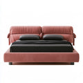 King Upholstered Platform Bed Frame, 86 x 82 x 48 in, Pink Polyester Velvet