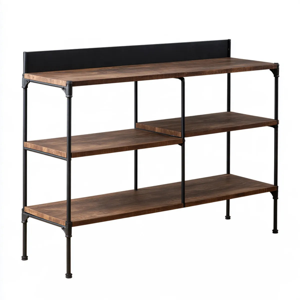 5-Shelf Bookcase, 59.1 x 13.8 x 53.9 in, Brown Solid Wood and Black Steel Storage Shelf